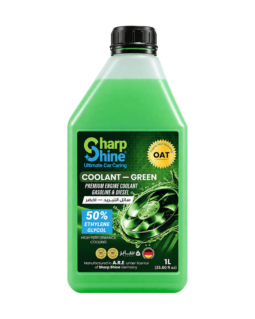 Sharp Shine Engine Coolant - Green water (50% Concentration) - 1 Litres