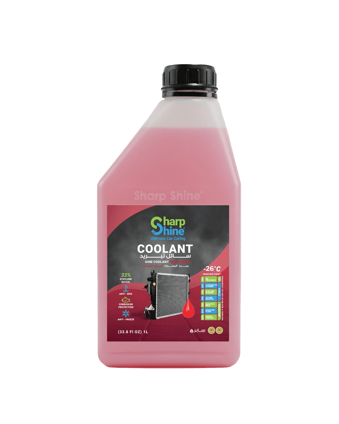Sharp Shine Engine Coolant - Red water (33% Concentration) - 1 Litres