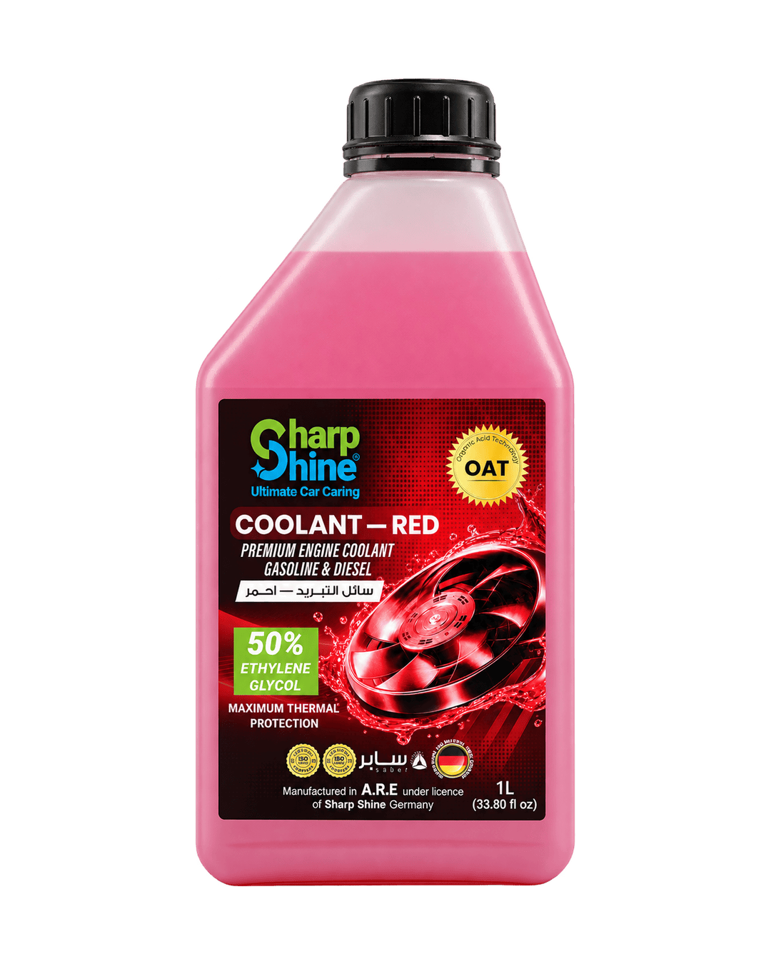Sharp Shine Engine Coolant - Red water (50% Concentration) - 1 Litres