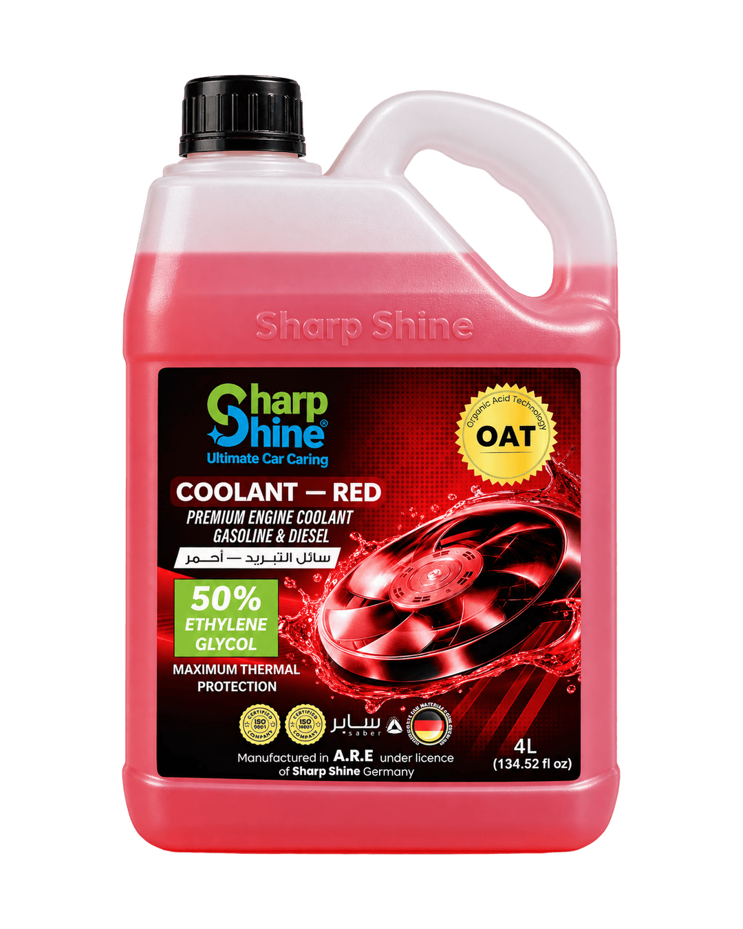 Sharp Shine Engine Coolant - Red water (50% Concentration) - 4 Litres